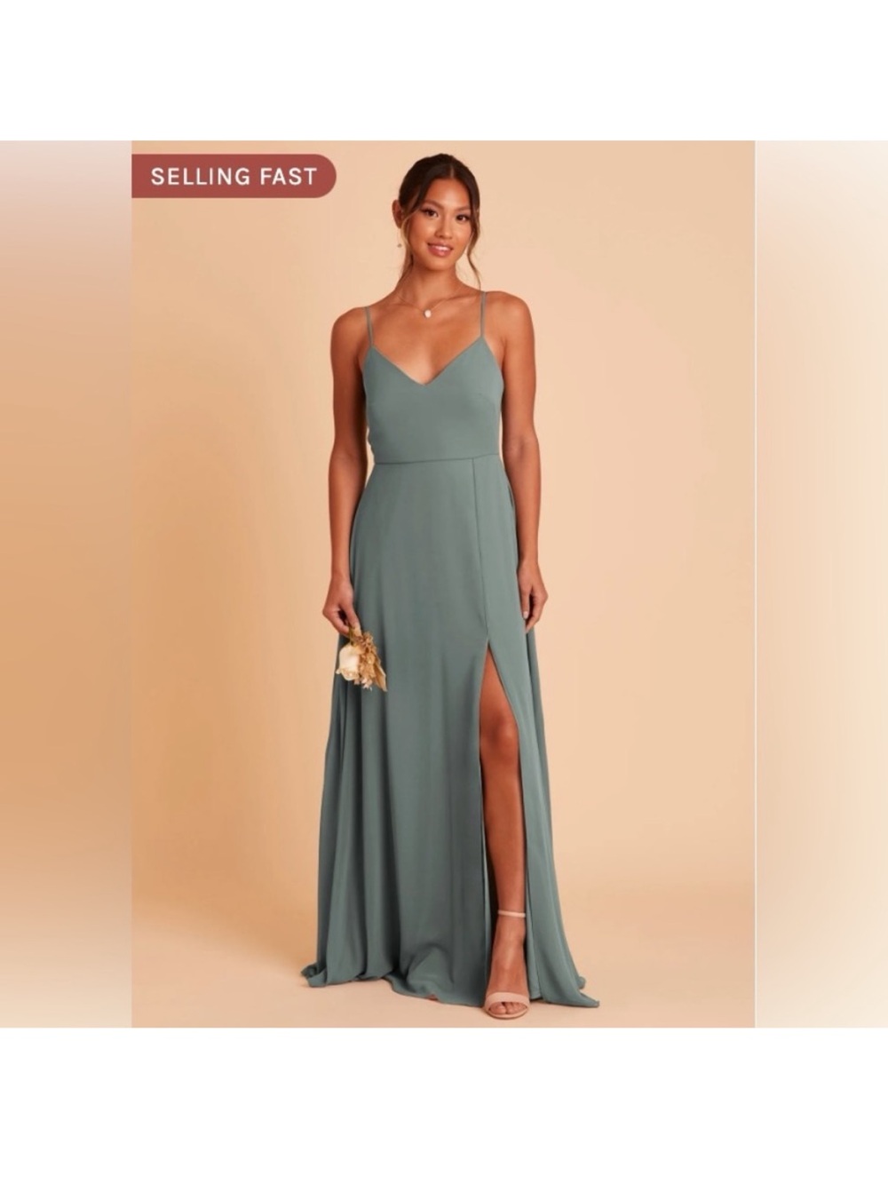 Birdy Grey Seaglass Green Spaghetti Strap Maxi Dress with Side Slit 1x